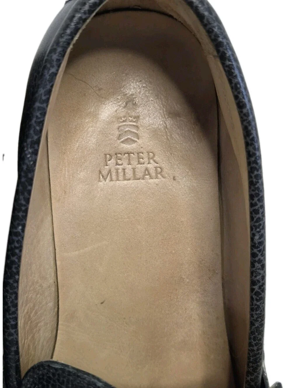 Peter Millar Black Pebbled Leather Excurisionist Loafer Shoe Men 11M Dress Shoe